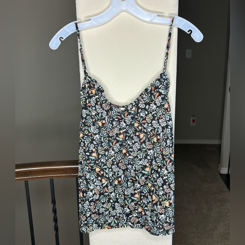 ANA A New Approach Floral Cotton Blend Tank Top XXL Black and Orange